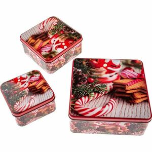 3 darab szögletes fémdoboz szett Cukroví kép