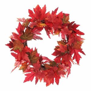Őszi koszorú piros levelekkel és bogyókkal , átmérő 50 cm kép