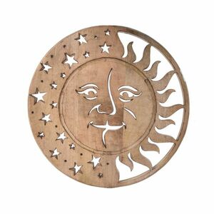 InDecor Mangófából készült fali dekoráció Nap éshold, 50 x 2, 5 x 50 cm kép