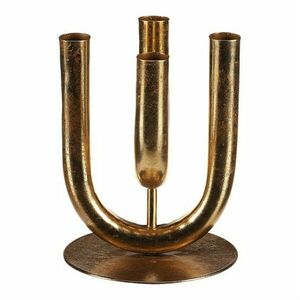 Fém gyertyatartó 4 karral, kúpos gyertyákhoz, arany, 14 x 14 x 18 cm kép