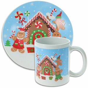 Mézeskalács kőagyag bögre és tányér szett kép