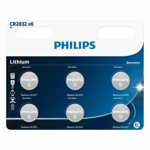 Philips CR2032 3 V lítium gombelem, 6 db kép