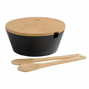 Kesper 92524 Salátás tál kanállal és fedéllel, fekete, átmérő 26 cm kép