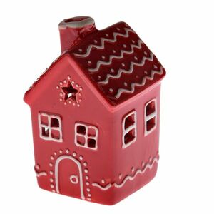 Kerámia ház LED-del, 7, 8 x 12, 2 x 7, 5 cm , piros mézeskalács kép