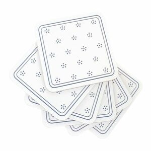 Virágok parafa poháralátét fehér, 10 x 10 cm , 6 db-os szett kép