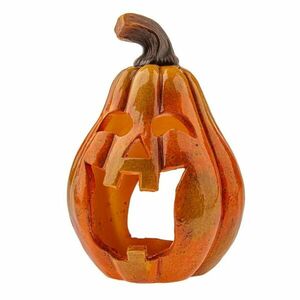 Őszi kerámia gyertyatartó, arcú tök, 12 x 20 cm kép