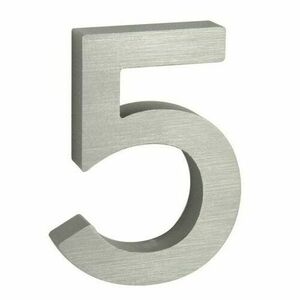 Alumínium házszám, 5, 3D, köszörült felület kép