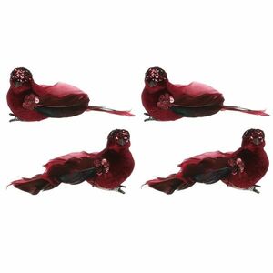 Madárkészlet klipszel, piros, 4 db kép