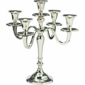 Fém gyertyatartó 5 karos 29x29x30 cm, szín: ezüst, dekoráció 1 kép
