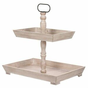 Dekoratív 2 emeletes, fa, fehér kép