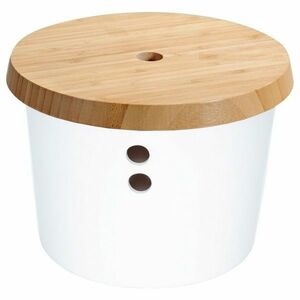 Kesper 32622 Tároló doboz műanyag/bambusz, fehér, átmérő 21 cm kép