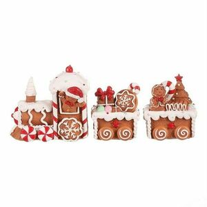 Karácsonyi dekoráció Mézeskalács vonat kétkocsival, polirezín kép