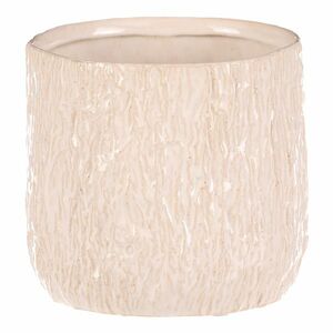 Kerámia virágcserép, fehér-bézs, 15 x 15 x 13 cm, 13 cm kép