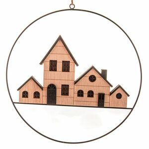 Függő világító dekoráció házikók, átmérő 25 cm kép