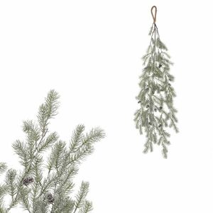 Műanyag, lelógó lucfenyő ág tobozokkal, 100 cm, fagyos kép