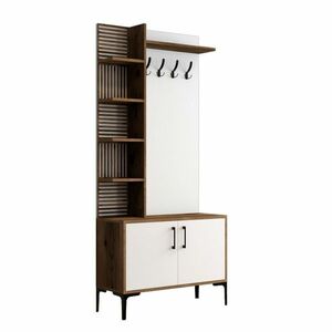 Viyana Walnut and, White fiókos szekrény cipővel és polcokkal kép