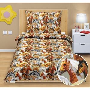 Pamut ágynemű Junior Lovak, 140 x 200 cm, 70 x 90 cm kép