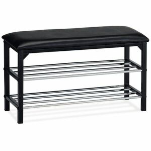Cipőtartó állvány ülőkével, 2 szintes, fekete, 80x 30 x 45 cm kép