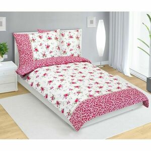 Bellatex Rózsa pamut ágyneműhuzat rózsaszín, 140 x 200 cm, 70 x 90 cm kép