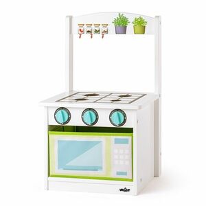 Woody Játékkonyha székkel, 2 az 1-ben, 34 x 31, 5 x 56 cm kép