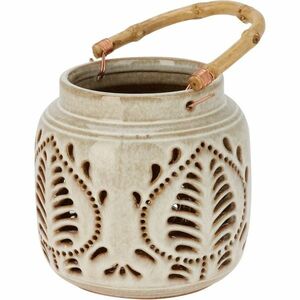 Porcelán lámpa bambusz fogantyúval 14, 5 x 14 cm, bézs kép