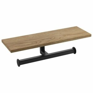 SAPHO Ska425 Ska dupla WC-papírtartó polccal 30 x8 x 10 cm, fekete matt/tölgyfa kép