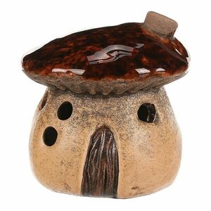 Gomba házikó gyertyatartó, barna, 12 x 12 x 13 cm kép