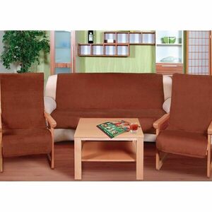 Ballatex Korall micro terra kanapétakaró szett barna, 150 x 200 cm, 2 db 65 x 150 cm kép