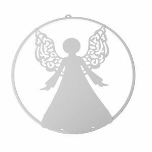 Fém karácsonyi falidísz Galadriel angyal fehér, 38x 39, 5 cm kép