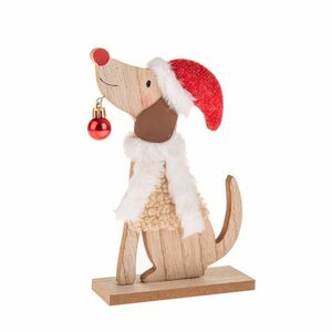 Kutya sapkával fa karácsonyi dekoráció, 21 cm kép