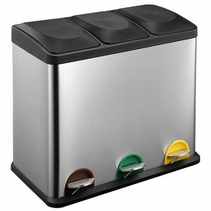 Aldotrade szelektív hulladékgyűjtő 3 x 15 l , rozsdamentes acél kép