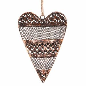 Fém felakasztható szív 15 x 24 x 4 cm, réz színben kép