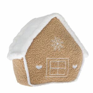 Karácsonyi dekoráció Textil házikó bézs színű, 26x 30 x 10 cm kép