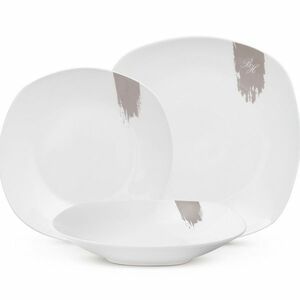 BerlingerHaus 18 darabos tányérkészlet Taupe, fehér-szürke kép