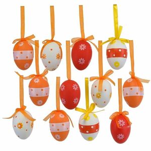 Kézzel festett tojások masnival, tasakban, 12 db, magasság 6 cm kép