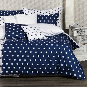 4Home pamut ágyneműhuzat Stars Navy blue, 220 x 200 cm, 2 db 70 x 90 cm kép