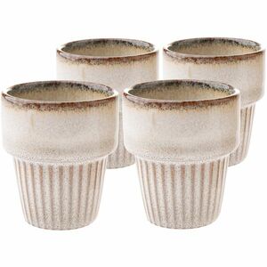 4 db Rustik kerámia bögre szett 100 ml, bézs kép
