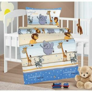 Bellatex Gyerek krepp ágynemő Agáta Safari kék, 90 x 135 cm, 45 x 60 cm kép
