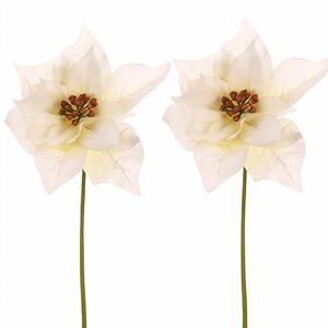 Karácsonyi rózsa virág szálon, 2 db, krém színű, 32 cm kép