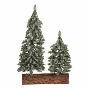 Karácsonyi dekoráció Fenyőfák tuskón - kettős, 26 cm, fagyos, zöld kép