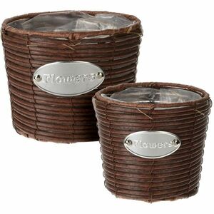 Flowers kúpos virágtartó kaspó készlet, barna, 2 db-os kép