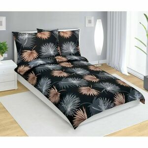 Bellatex Pálmalevél pamut ágyneműhuzat fekete, 140 x 200 cm, 70 x 90 cm kép