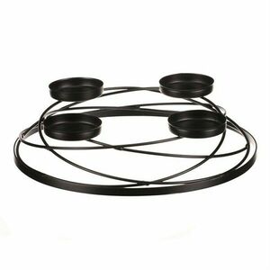 Adventi gyertyatartó, fém, fekete, átmérő 35 cm kép