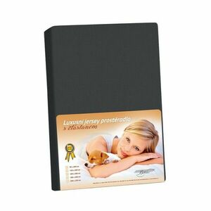 Jersey lepedő elasztánnal, fekete, 140 x 200 cm kép