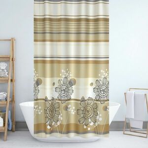 Virágok zuhanyfüggöny, bézs, 180 x 200 cm kép