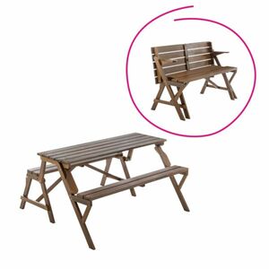 Kerti asztal/pad, 2 az 1-ben, barna, ZAGIR kép