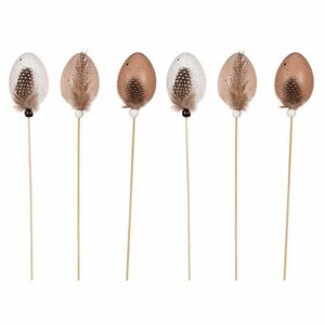 Húsvéti mű tojások tollal pálcikánbarna, 6 db kép