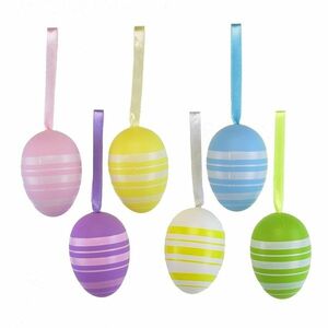 Csíkos kézzel festett tojás szett masnival, 6 db kép