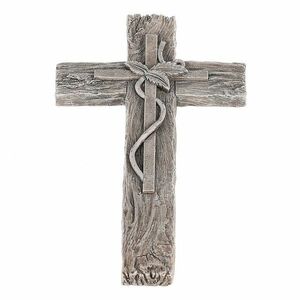 Tiszteletteljes dekoráció Kereszt levelekkel, fautánzat, polirezín, 11 x 21 x 2 cm kép