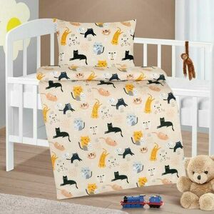 Bellatex Gyermek pamut ágynemét Agáta Macskákbézs, 90 x 135 cm, 45 x 60 cm kép